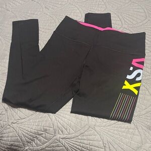 VSX woman’s Black Leggings with Pink and Yellow Accents